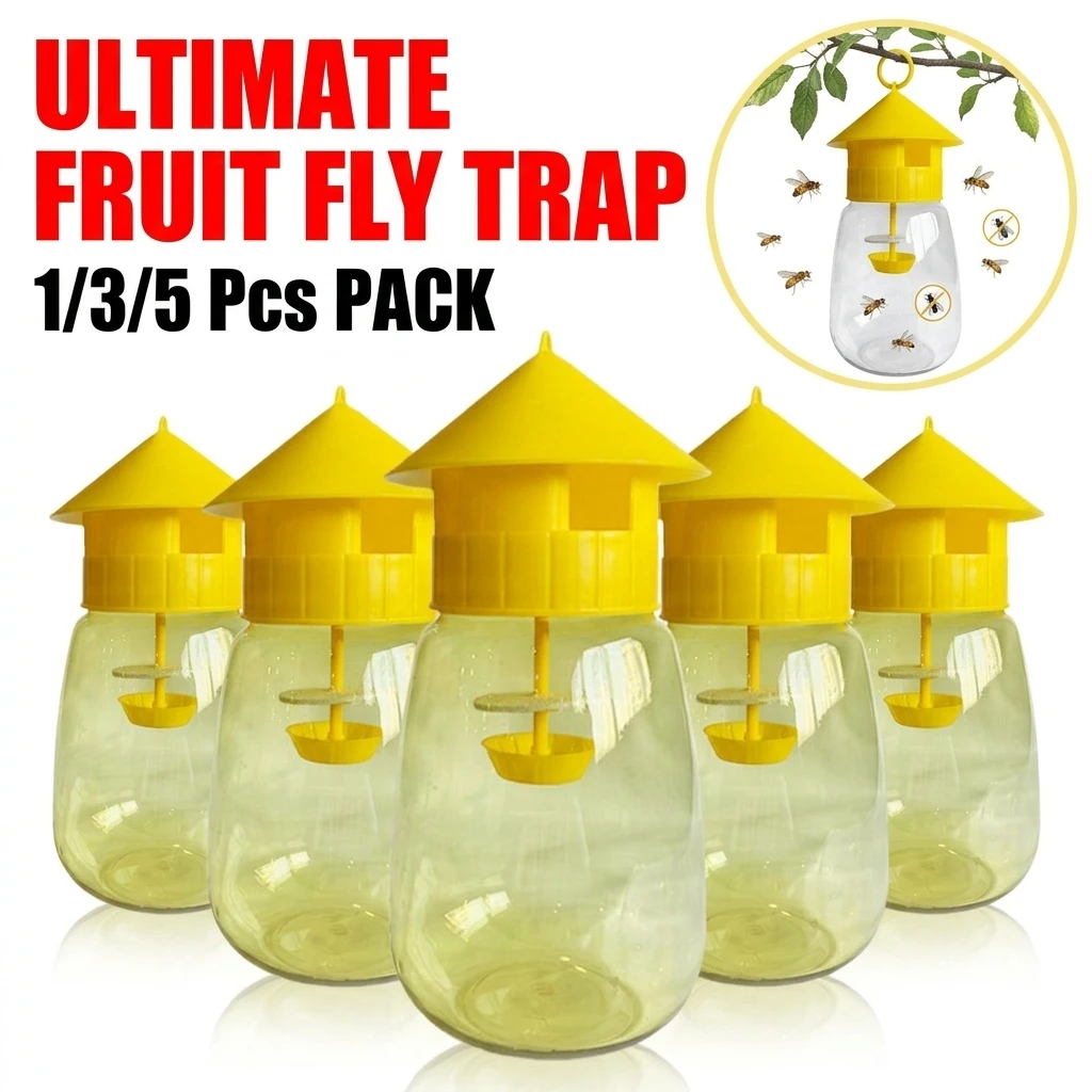 Fruit Fly Trap Killer Yellow Plastic Drosophila Trap Anti Fly Fruit Fly killer Catcher Orchard Insect Trap Pest Control Products