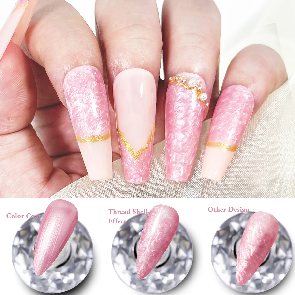 7ml 펄 젤 네일 폴리쉬 세트, 화이트 퍼플 블루 글리터 쉘 젤 폴리쉬, 쏙 오프 UV LED 경화 펄레센트 젤 폴리쉬 스월 T