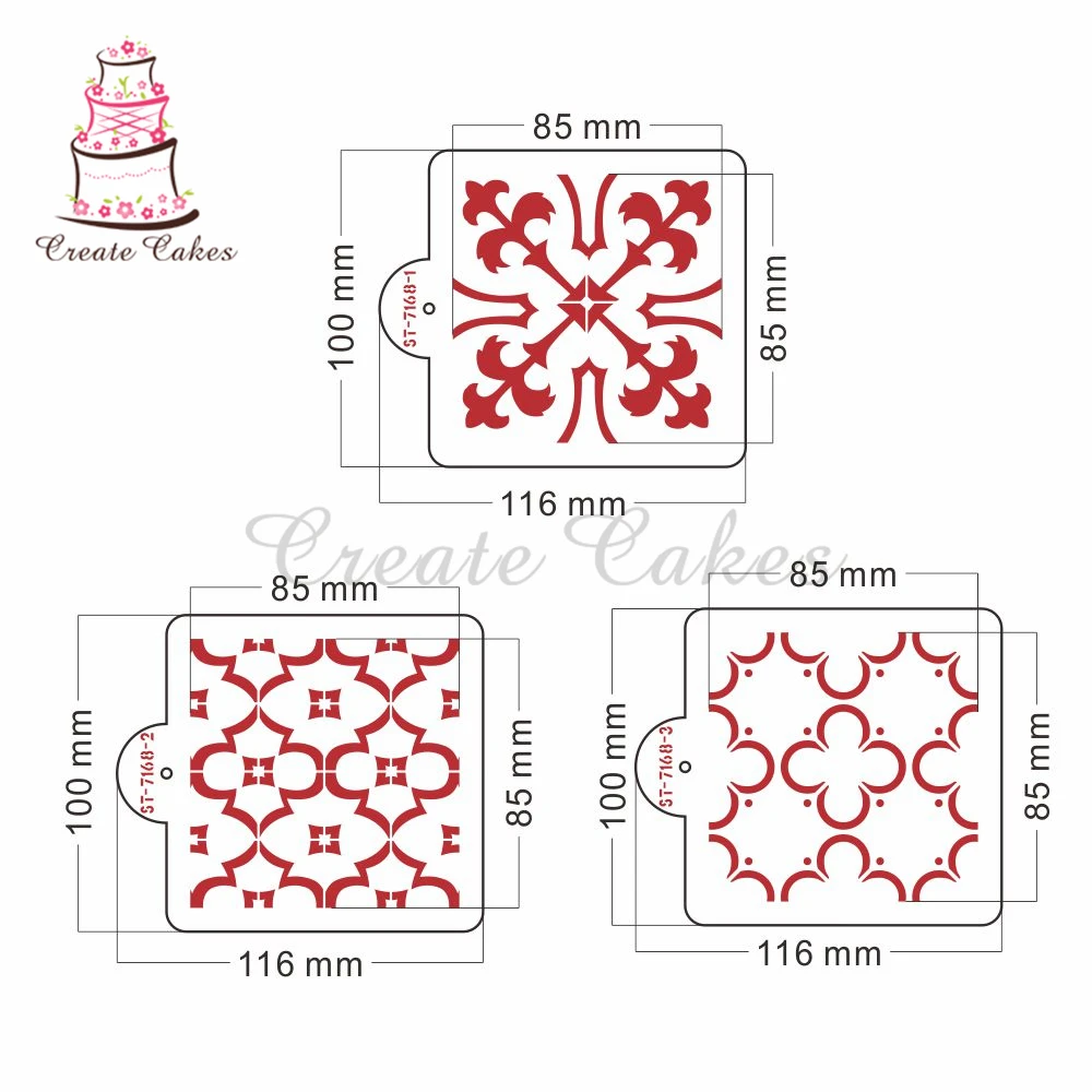 3pcs/set Pattern Stencil for Cookie Decorating Tools Cake Lace Stencils Cake Decorating Fondant Holly Cookie Stencils