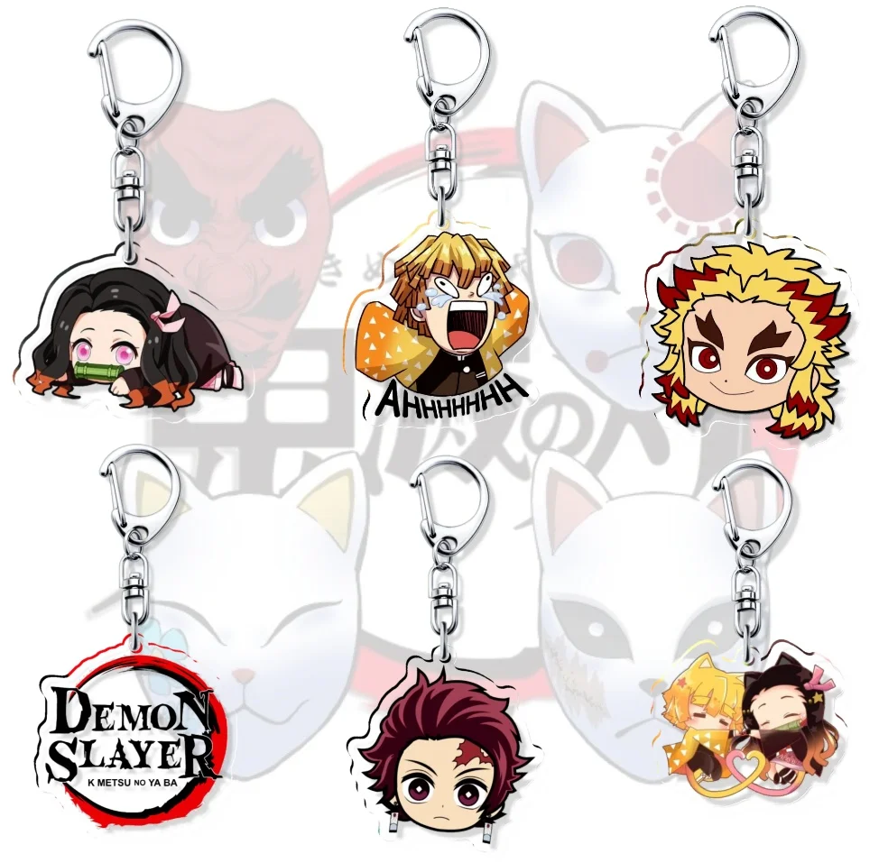 

Demon Slayer Acrylic Keychain Lovely Bag Charm Pendant Gifts Fun Creative Souvenir Creative Llavero Friend Kingring Key Chain