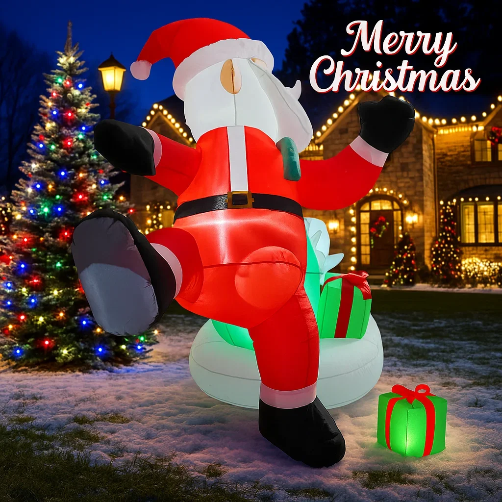 6,8 футов светодиодные надувные рождественские украшения для двора, подарочная сумка Санта-Клауса, белый медведь, рождественские украшения, игрушки, домашний декор, украшения, подарок