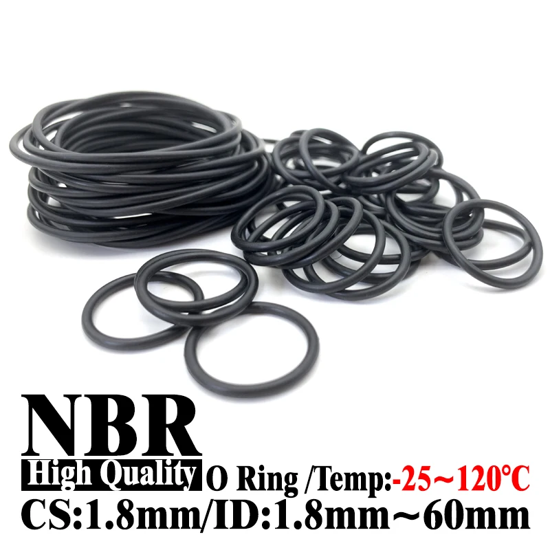 

20Pcs CS 1.8mm ID 1.8mm~60mm Black NBR Nitrile Rubber O-Ring Good Mechanical Properties for Hydraulic Oil & Grease Applications