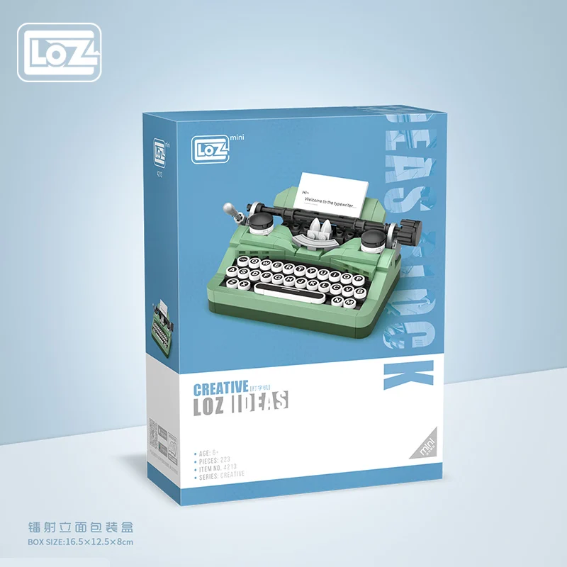 Loz Retro Typewriter Mini Keyboard Small Particle Assembly Building Blocks Assembly High Difficulty Building Blocks Toy