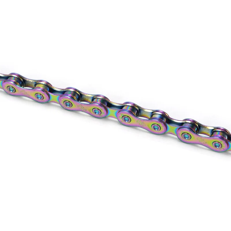 9Speed Bicycle Chain Rainbow Color 116 Links Ultralight Bike Chain with Magic Buckle for MTB/BMX/Road Bike