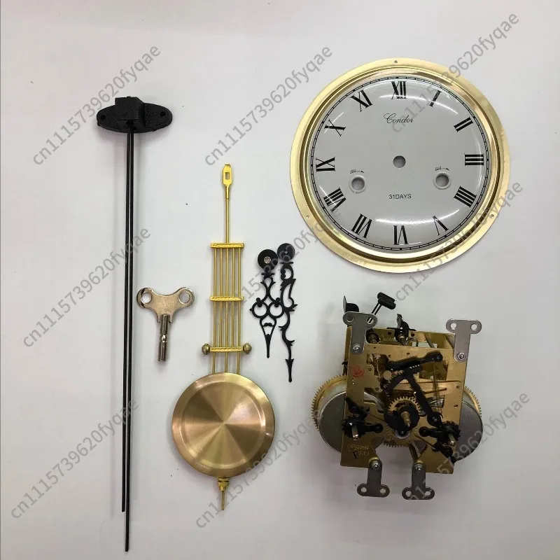 Antique Full Brass Mechanical Pendulum Clock Movement, 31 Days Winding Movement for Floor Standing Clock