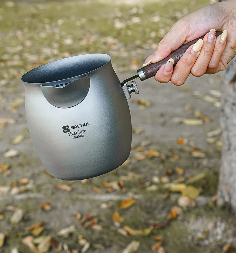 Reiner Titan-Teekessel mit Teesieb, Multifunktionskessel für Outdoor-Camping, Weinwärmer, Milchtee-Topf mit Abnehmbarem Griff – Detail 13