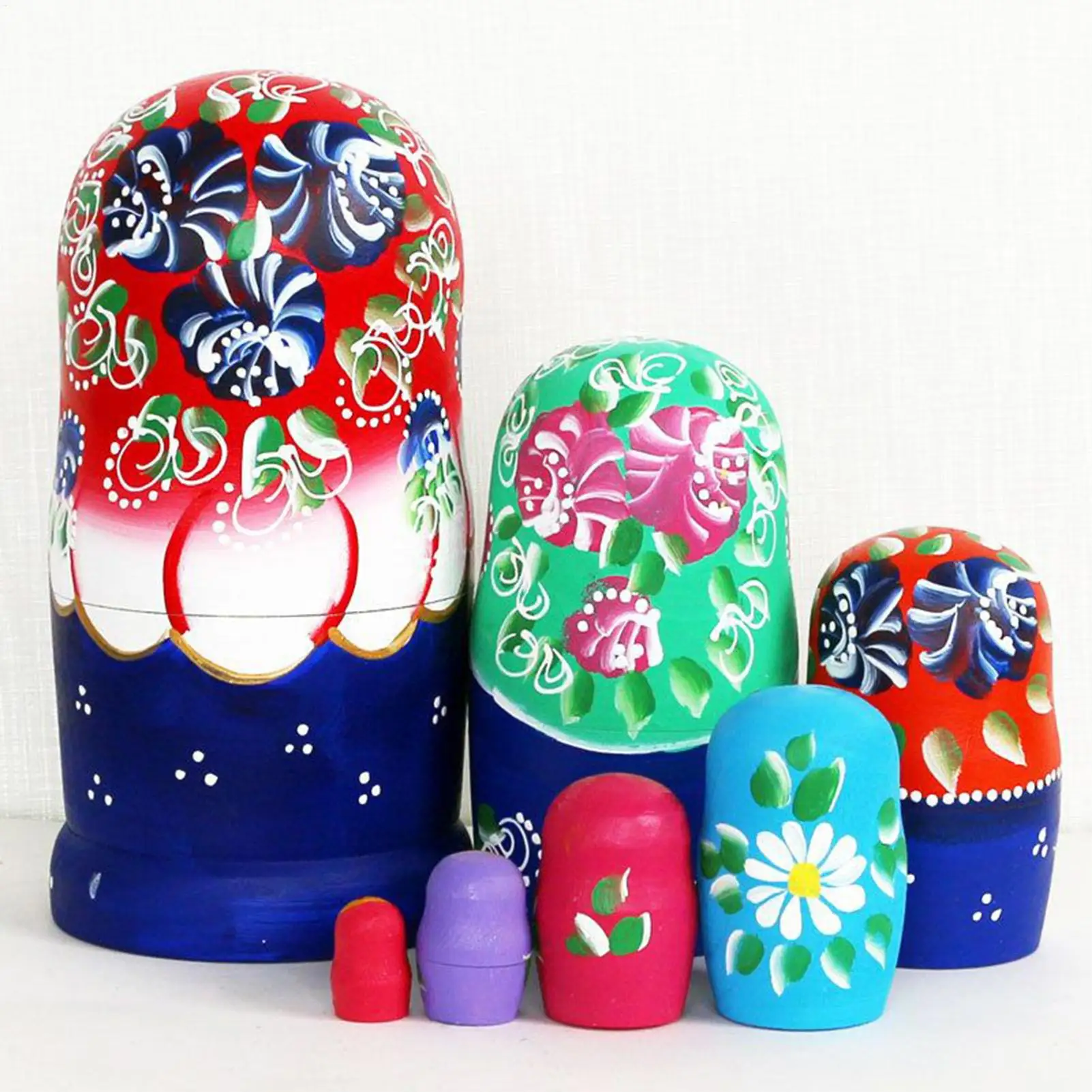 ตุ๊กตารัสเซียแบบซ้อนกันสำหรับเด็ก 7 ชิ้น ลายดอกเดซี่ไม้ ของตกแต่งบนโต๊ะ ตุ๊กตาตกแต่งแบบซ้อนกันสำหรับเด็ก วัยรุ่น และผู้ใหญ่