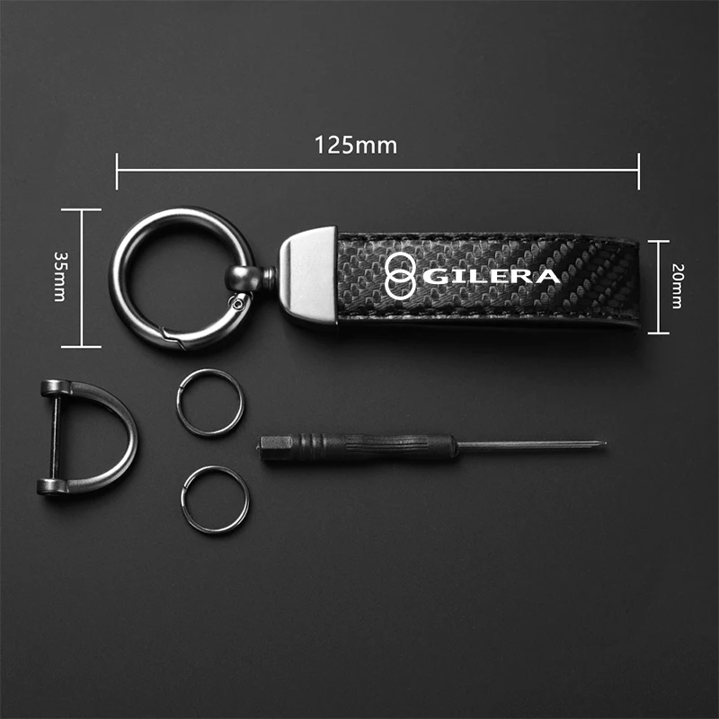 High-Grade Carbon Fiber Motorcycle Keychain Holder Keyring For Gilera GP800 Fuoco Nexus 500 Runner 50 125 200 Accessories