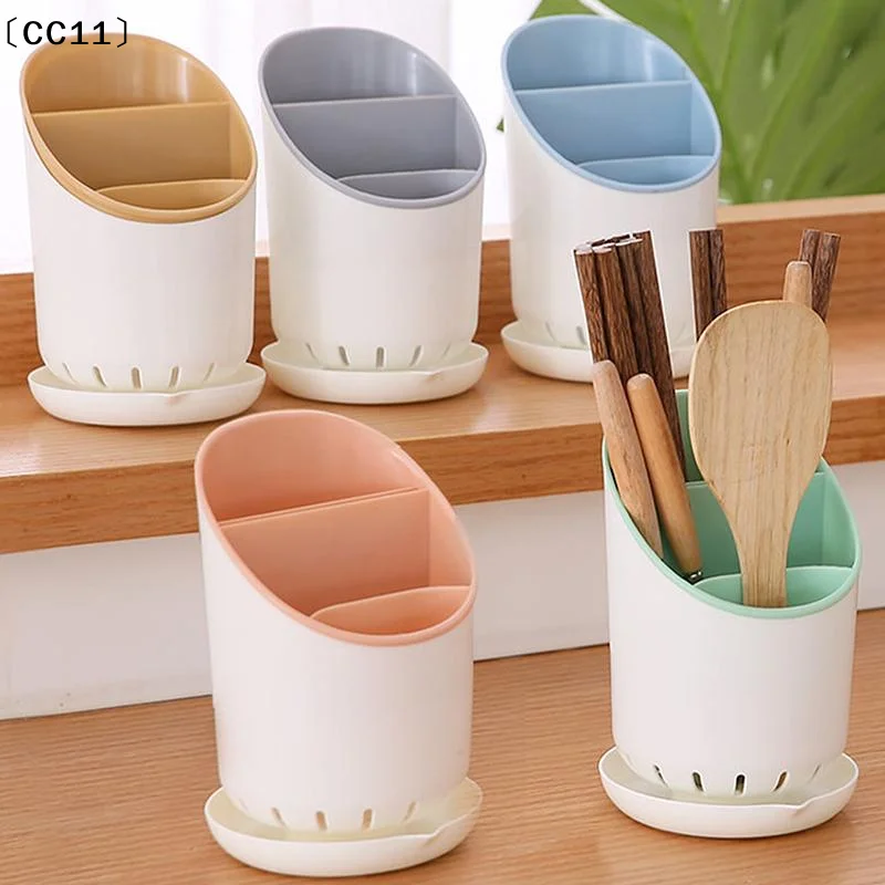 1Pcs Plastic Tableware Storage Rack With Drain Tray Chopsticks Knife Spoon Fork Drainage Rack For  Kitchen Organization〔CC11〕