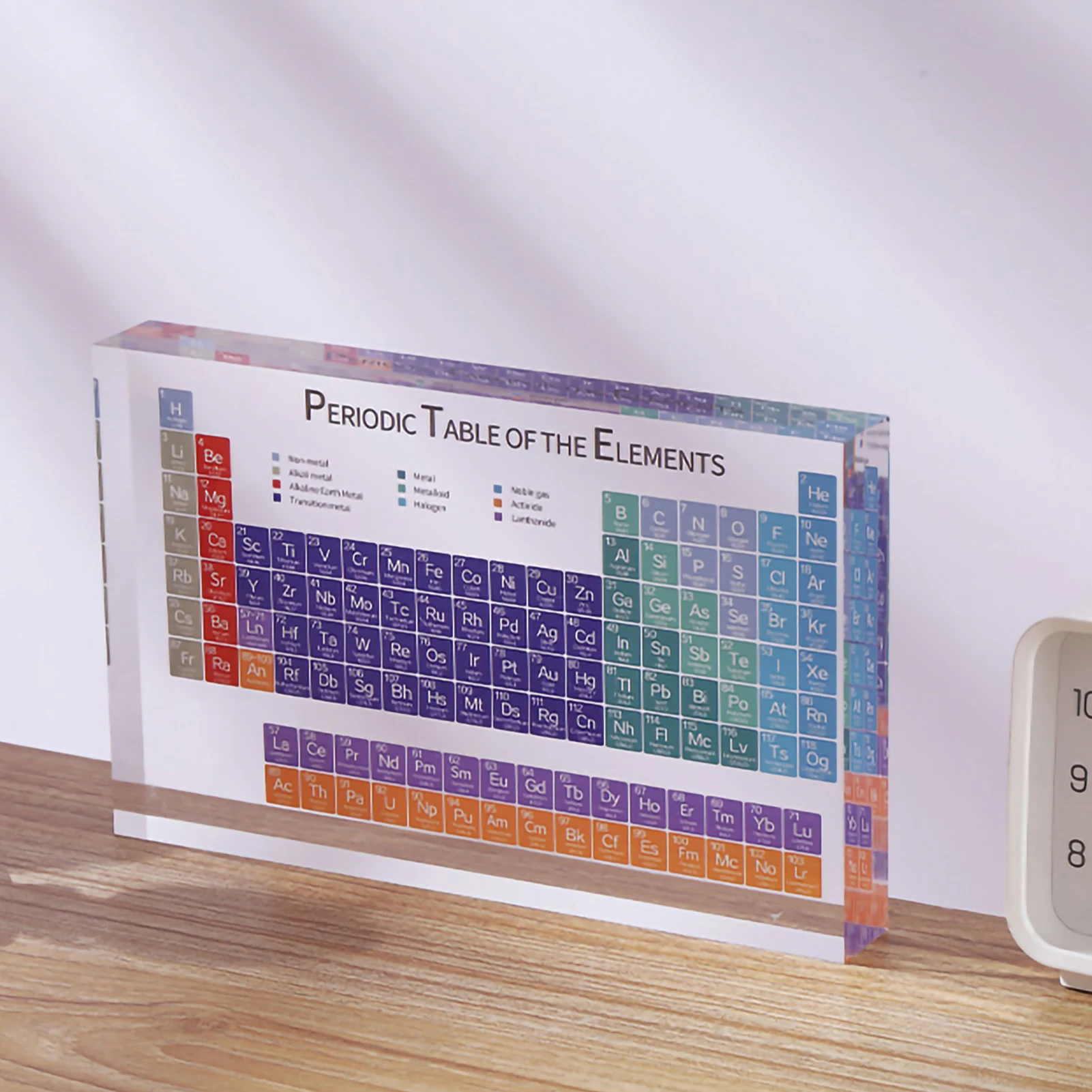 Acrylic Periodic Table with Elements Desk Display with Real Elements Kids Teaching Gifts Chemical Element Home Materials Craft