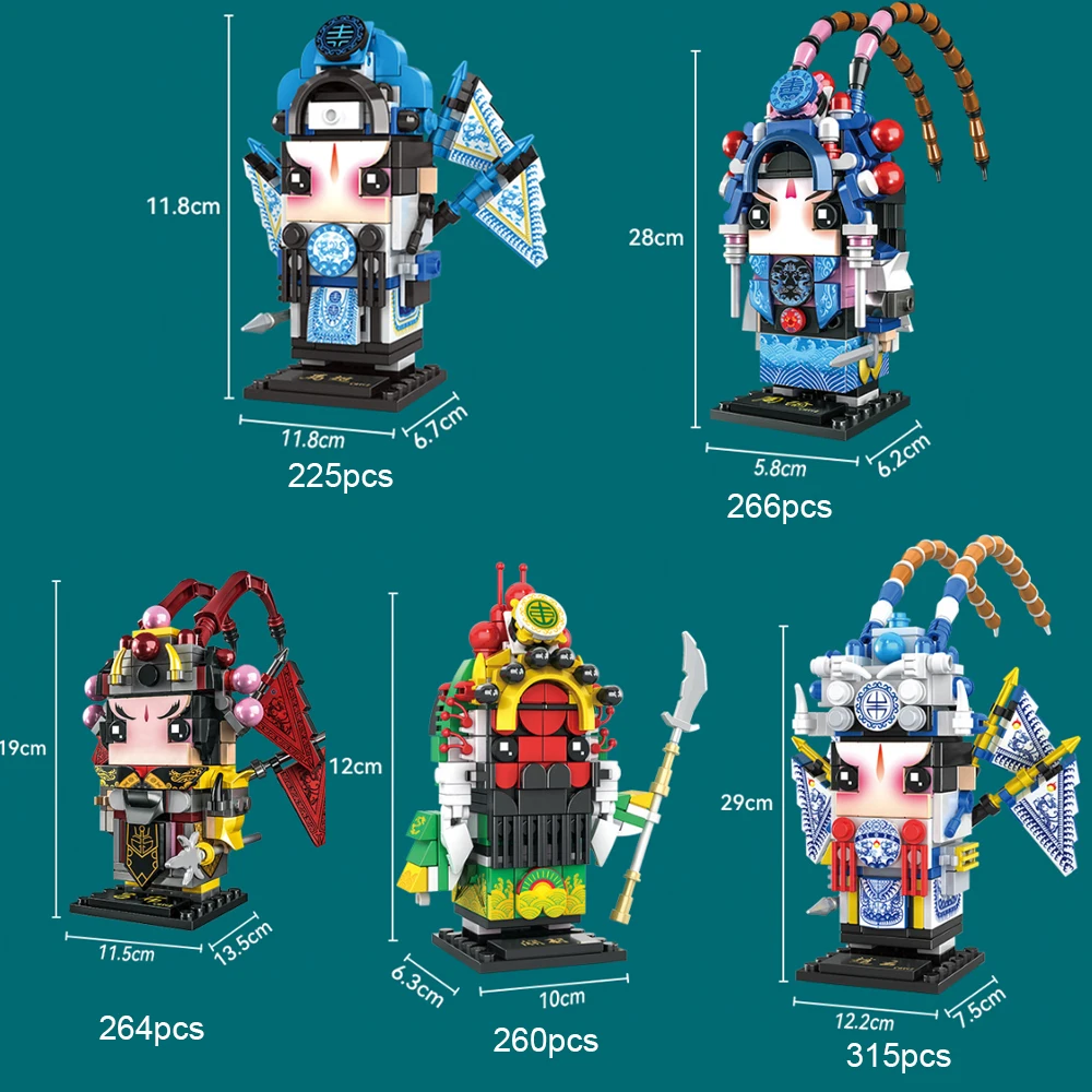 Chinese Style Building Blocks Famous Character in Romance of the Three Kingdoms Assembly Model Bricks Toys Desktop Decoration