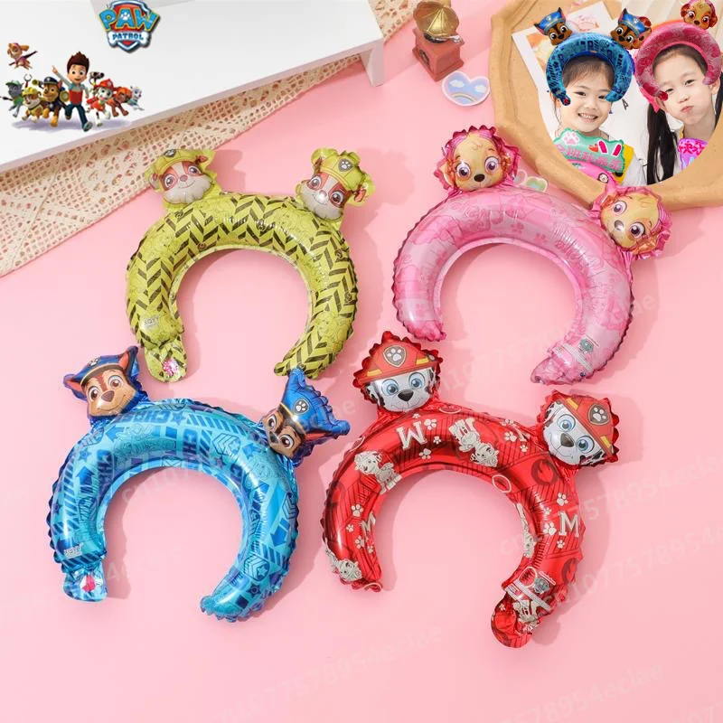 

2024 Paw Patrol Cartoon Aluminum Film Headband Balloon Skye Theme Party Decoration Headband Halloween Cosplay Kit Balloon Gift