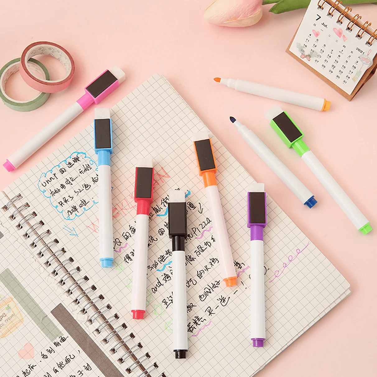 8/24pcs Colored Dry Erase Marker Pen Set with Magnetic & Eraser - Assorted Colors Whiteboard Pens for Classroom Office School