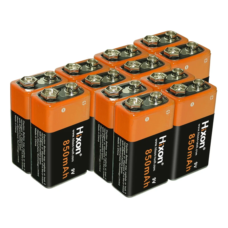 Hixon 6f22 9v 850mah baterias recarregáveis de íon-lítio 9 v lítio para multímetro microfone brinquedo controle remoto uso ktv