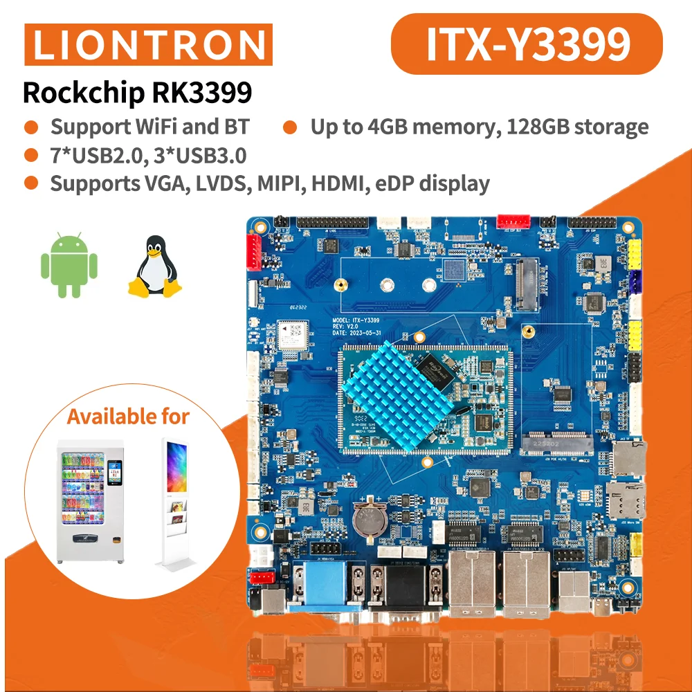 

Liontron Rockchip RK3399 LPDDR4 Flash Android Linux Buildroot/Debian/Ubuntu 18.04 HDMI VGA MIPI LVDS EDP board Gigabit Ethernet