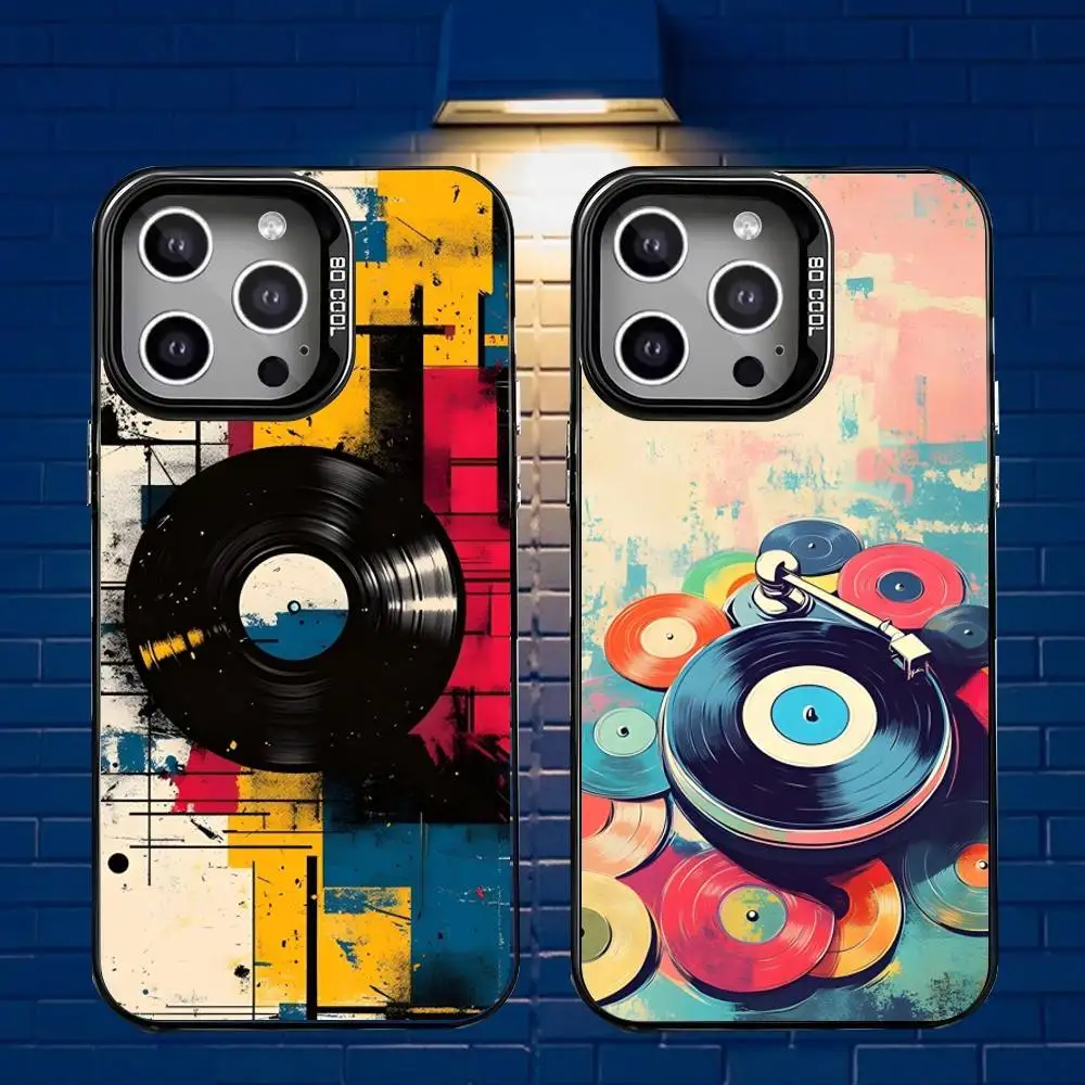 

DJ Controller Vinyl DJ Phone Case For iPhone17,16,15,14,13,12,Mini,Pro,E,MAX Gray Matte Silicone Black Cover