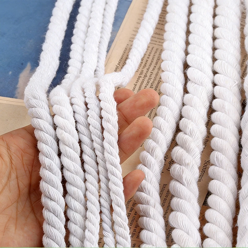 

10Meters Meetee White 3 Share Twisted Cotton Cord Backpack Strap Bag Macrame Ropes Knapsack Outdoor Cords DIY Sewing Accessories