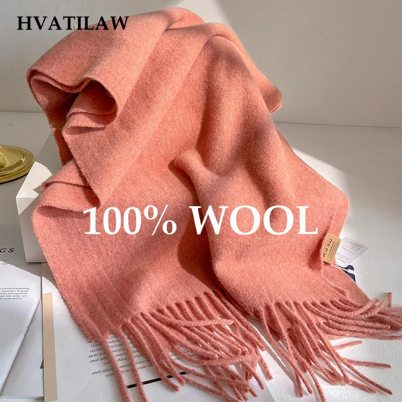 New Plain Scarf Sciarpa 100% Wool Women Winter Warm Thick Large Neck Wrap Soft Neck Warmer Gift Daily Chic Warm Elegant New Long
