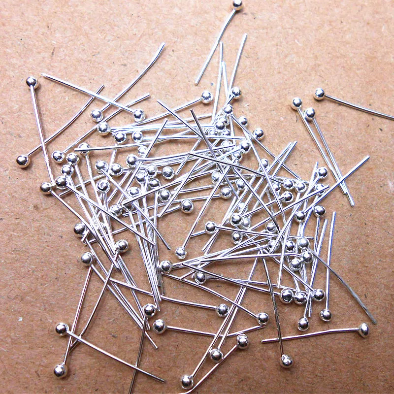 100pcs 16/18/20/22/25/30/35/40/50MM Silver Color Copper Ball Head Pins For Diy Jewelry Making Head Findings Dia 0.5MM Supplies