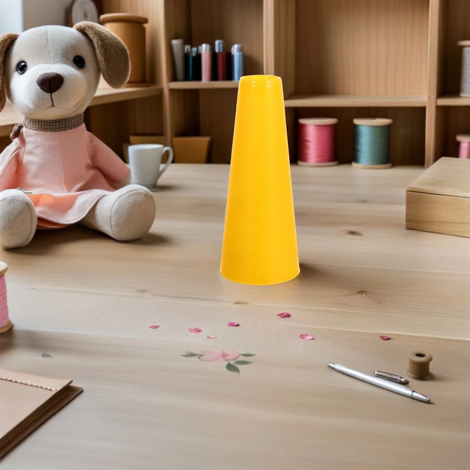 10 قطع من أنابيب لف خيط النسيج، بكرات بلاستيكية مدببة لتخزين غزل الصوف، لوازم الخياطة والتطريز باللون الأصفر #4