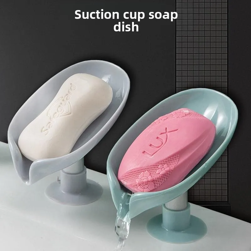 Punch-free Suction Cup Soap Holder, Creative Plastic Soap Dish, Non-slip Drain Design, Sink & Vanity Organizer for Home Use