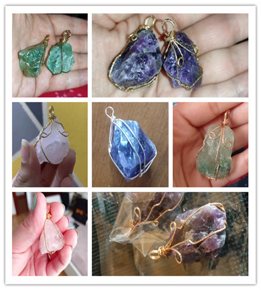 Wholesale Rose Quartzs Amethysts Irregular Natural Stone Pendants DIY for Necklace or Jewelry Making image 6