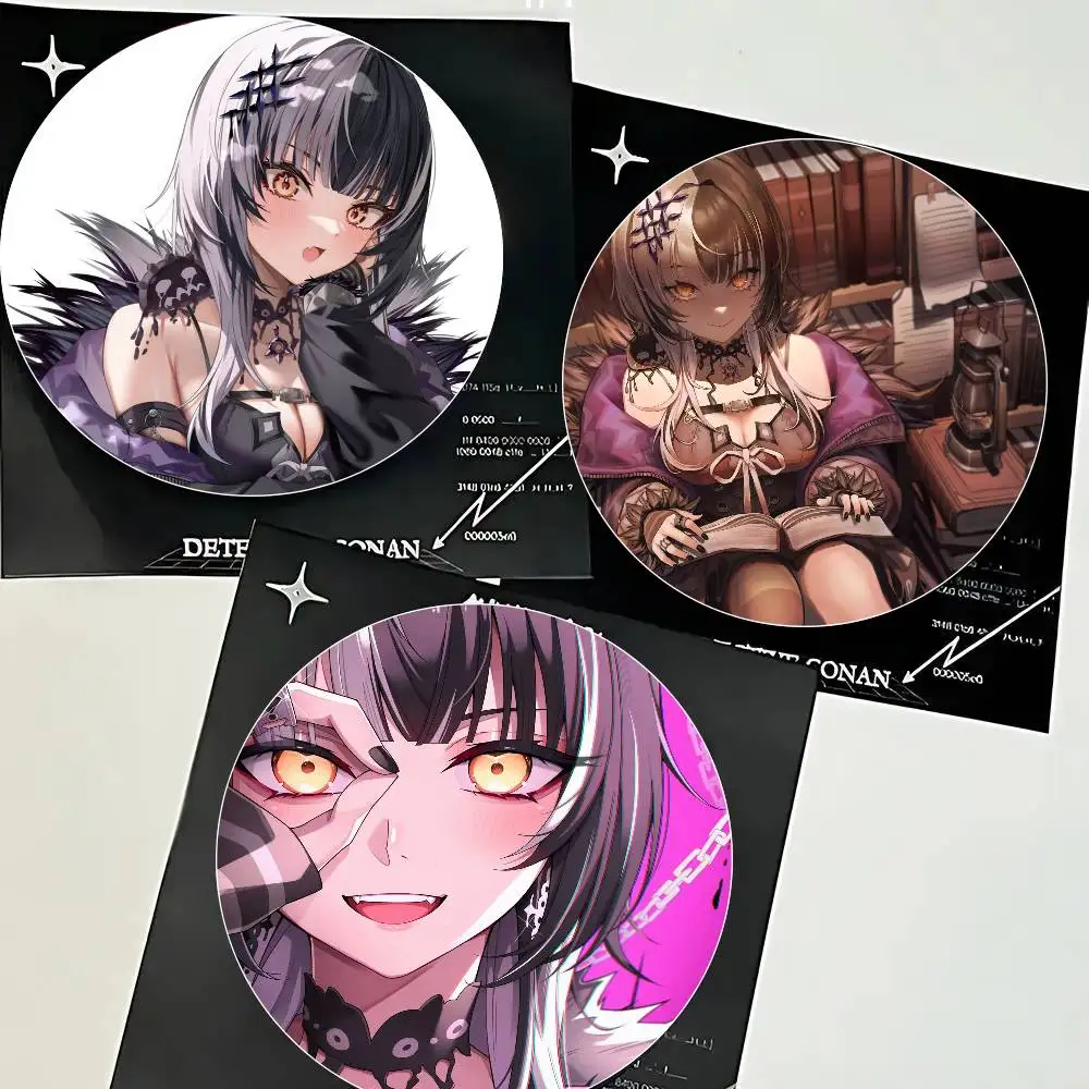 Shiori Novella Anime H-hololive Round Badge Lapel Pins For Backpacks Briefcase Laser Brooch Clothes Gifts
