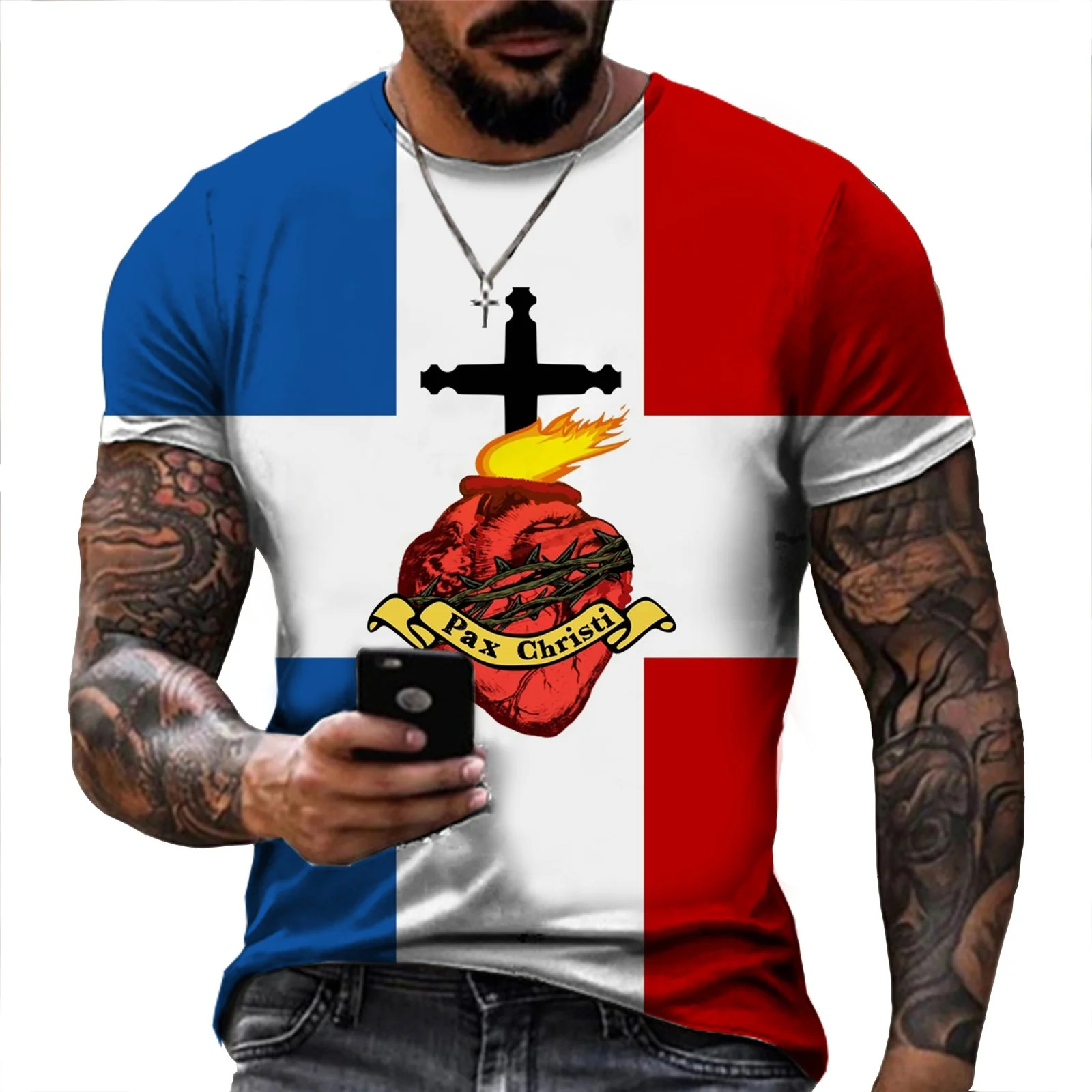 Personalidade Jesus 3d Impresso Camiseta masculina/feminina Moda cristã Manga Curta T