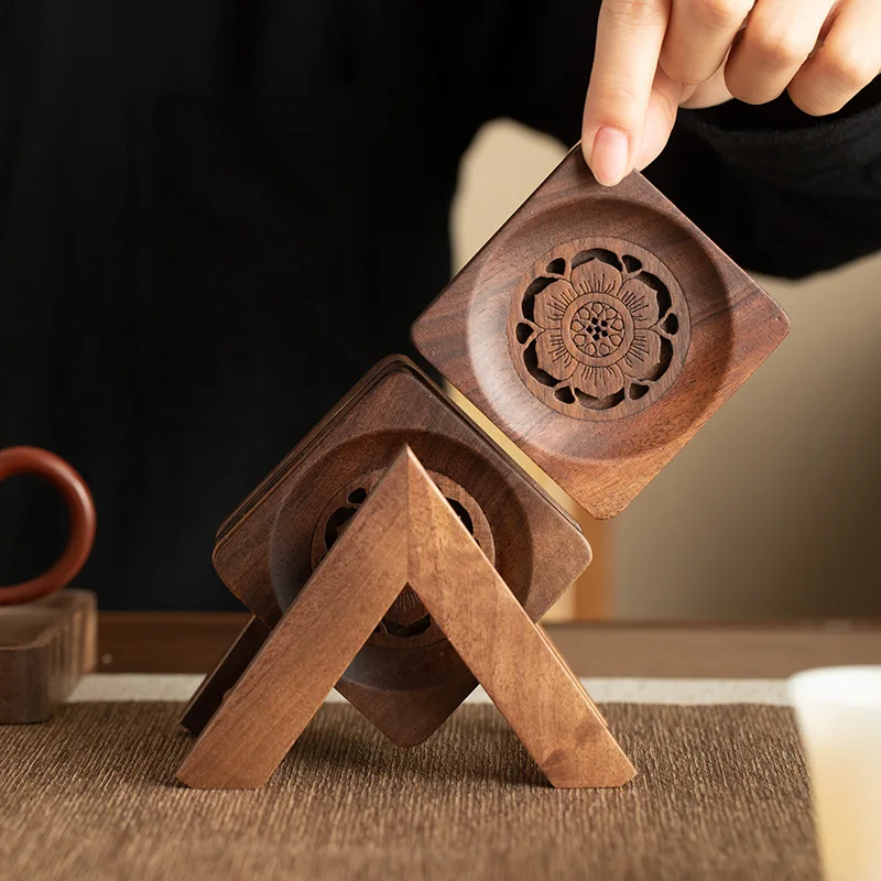 

Walnut Wood Tea Coaster – Heat-Proof Cup Mat for Kung Fu Tea Set, Creative Wooden Tea Tray for Home Tea Ceremony