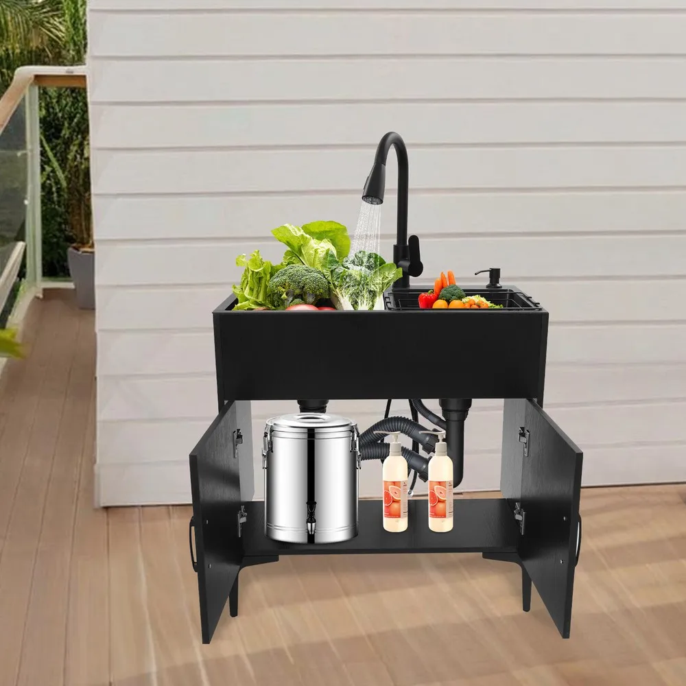 

Шкаф для стирки из нержавеющей стали с раковиной и гибким смесителем