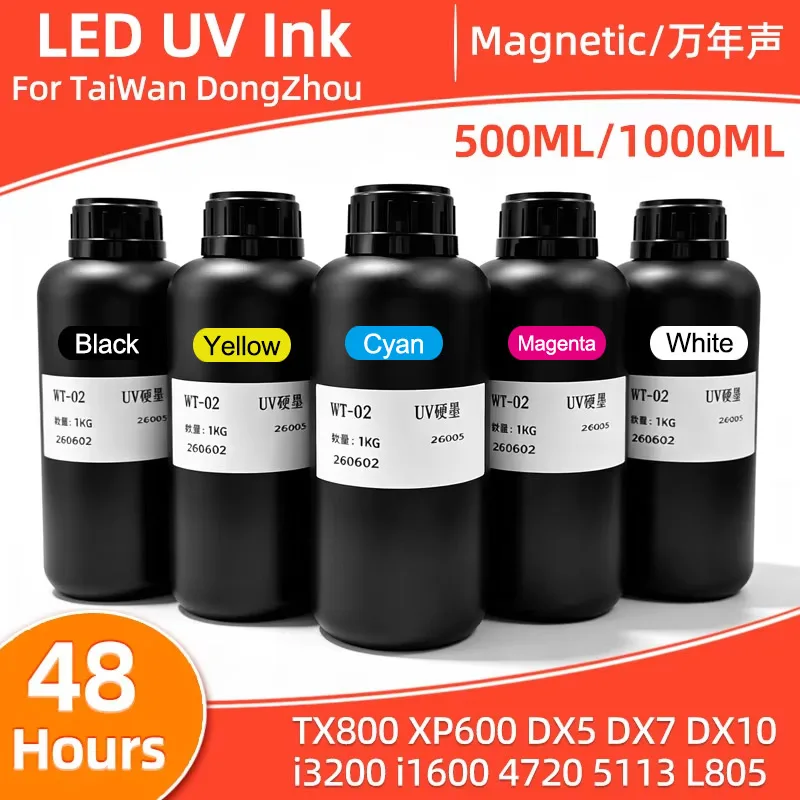 1000ML 500ML LED UV Ink Compatible For TaiWan UV Ink for Epson i3200 TX800 XP600 DX5 DX7 i1600 4720 5113 L805 UV Printer Ink