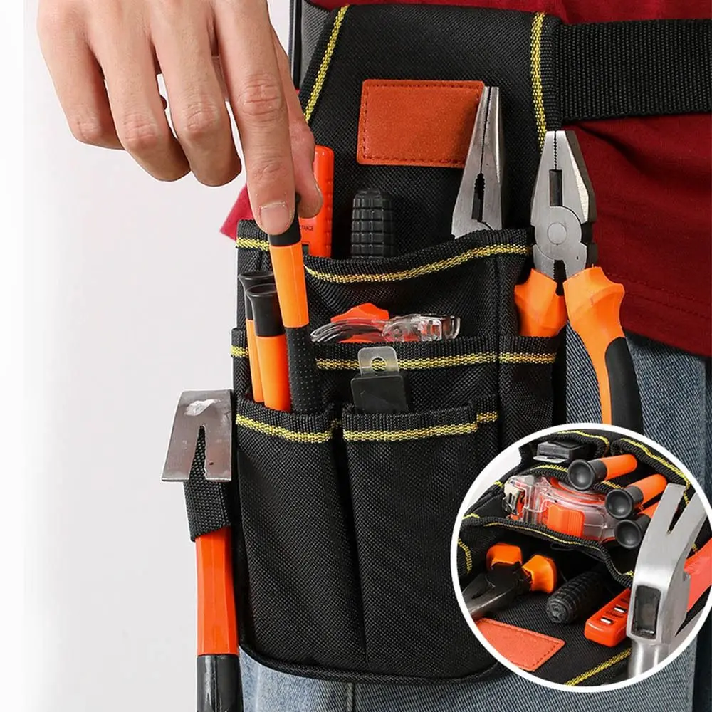Waterproof Electrician Tool Bag Adjustable Large Capacity Waist Belt Pouch Multiple Pockets Wear-resistant Tools Storage Bag