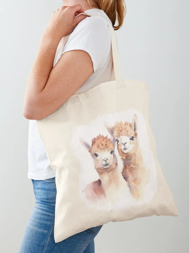 

Two alpacas in watercolor style Tote Bag Handbags women Canvas stote bag custom bags bag for beach