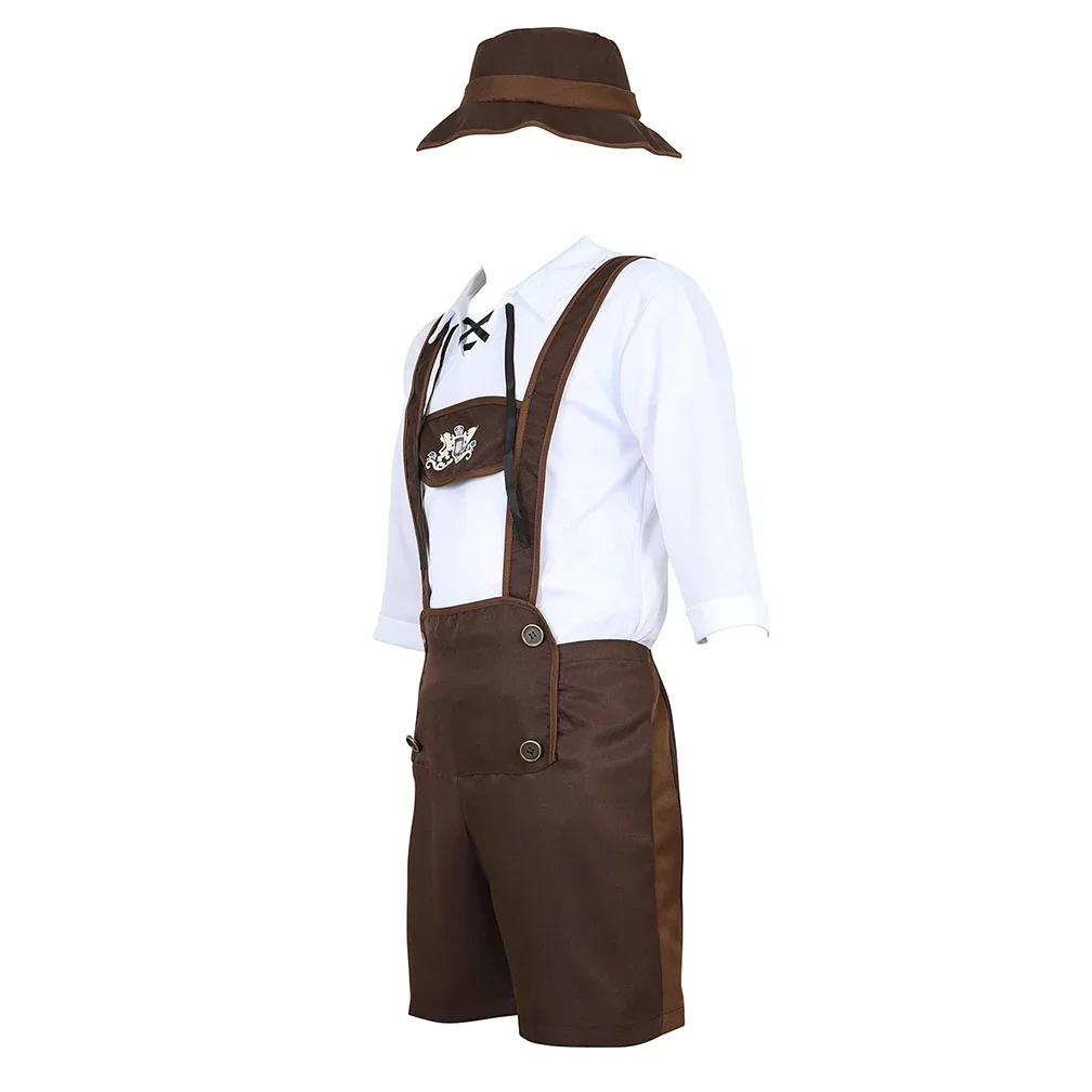 Men's Bavarian Costume Oktoberfest Outfit Lederhosen Mens Costume Beer Fancy Dress Halloween Costumes for Men Cosplay Disguise