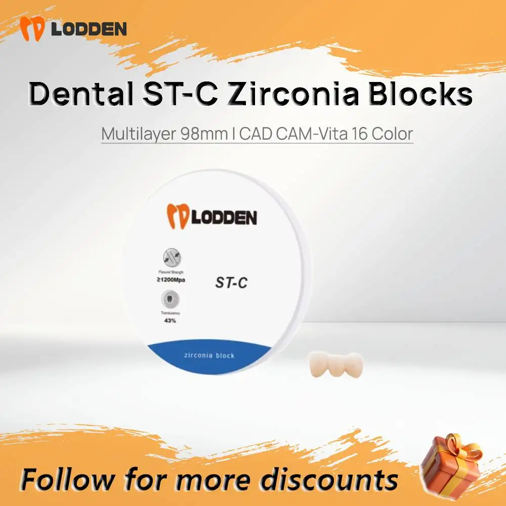 

LODDEN ST-C Zirconia Dental Zirconia Block Dental Zircon 98mm Cad Cam Discs Materials Transparency 43% Vita 16 Colors
