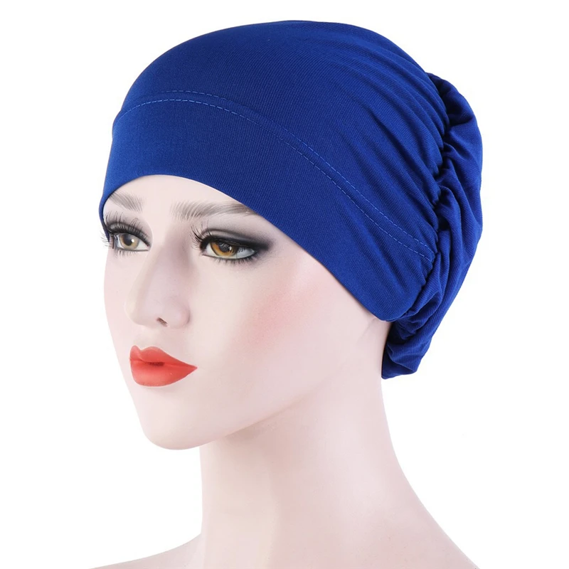 2023 New Women Simple Turban Hat Muslim Solid Color Cap Women Soft Comfortable Caps Islamic Hat For Female