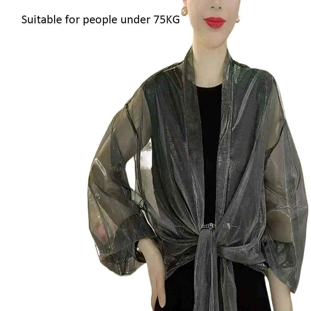 Fashion Thin Tulle Shawl Sunshade Sunscreen Temperament Cardigan Long Sleeve Raglan Sleeve Sling For Spring Summer view 6