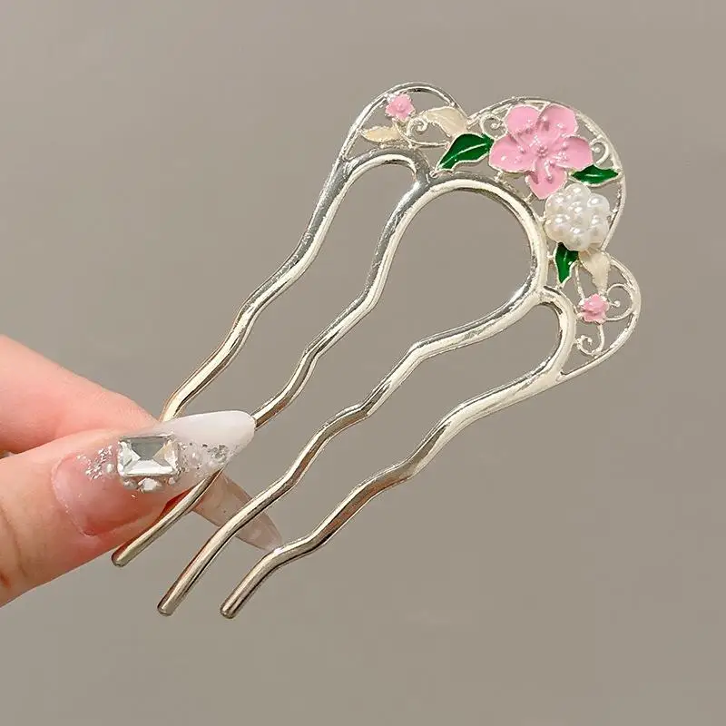 New#Metal U-Shaped Hair Fork Combs Pearl Tassel Hair Sticks Hair Clip Hairpins Girl Hair Accessories Ornament Styling Tool