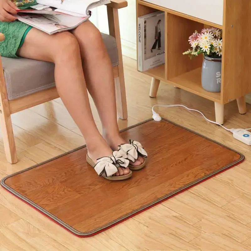 220V Winter Heating Foot Mat Office   Heating Pad Warm Feet HeaterThermarpet Leather Household Floor  Heater