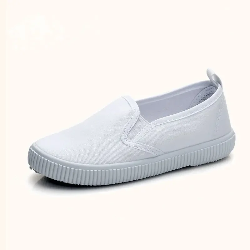 Kids Shoes Kindergarten Indoor Dance for Boys and Girls Students White Cloth Shoes for Children\'s ShoesCanvasVelcroPrimarySchool