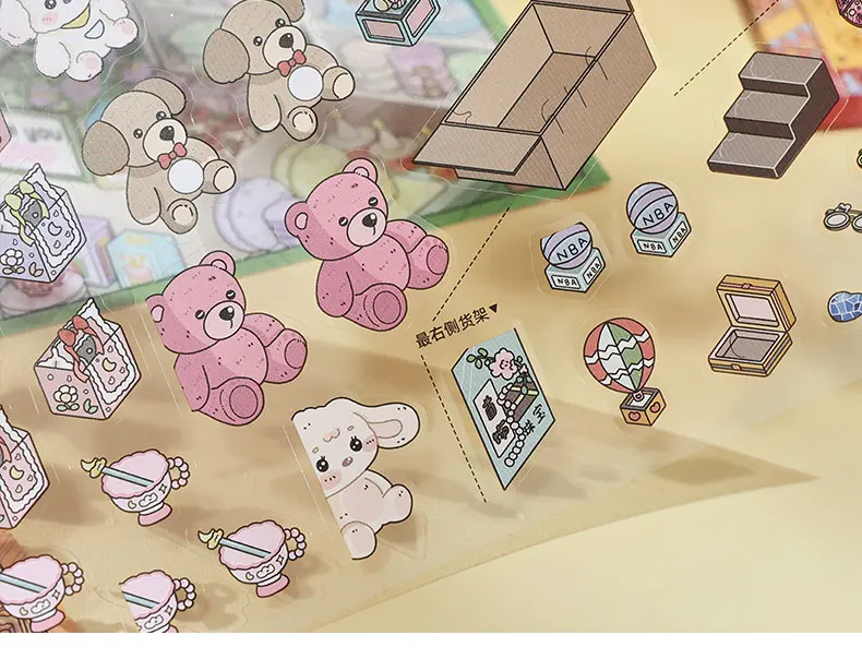 JIANQI 10in1 3D-Supermarktregal-Aufkleber, Buch, Album, Cartoon-Szene, DIY-Spielzeug, Spiel, Festival, Geburtstagsgeschenk für Kinder, Mädchen, Kinder – Detail 10