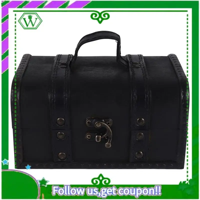 

Latest-Retro Treasure Chest Vintage Wooden Storage Box Antique Style Jewelry Organizer For Wardrobe Jewelry Box Trinket Box Buck
