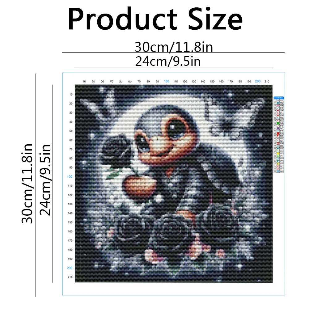 Huacan New Embroidery Animal Turtle 11ct Needlework Full Cross Stitch Flower Rose Printed Canvas Handmade Christmas Gift