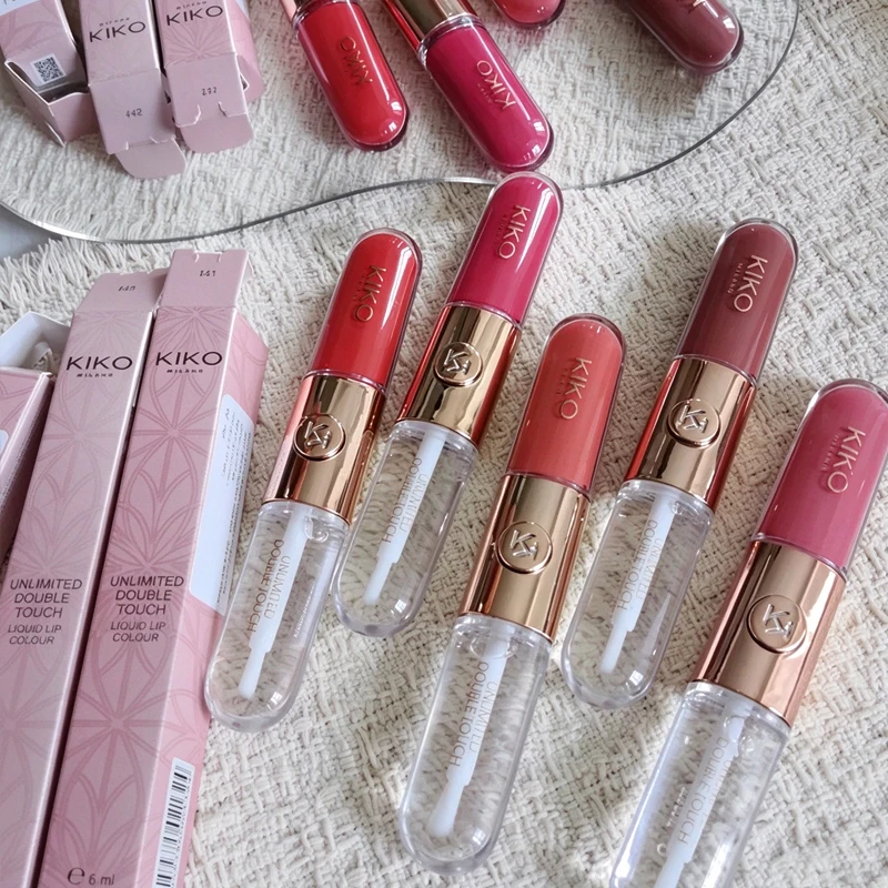 New KIKO Unlimited Double Touch 2-in-1 Liquid Lipstick Lip Gloss Lasting Waterproof Non-transfer Makeup Perfect Lips Caring Set