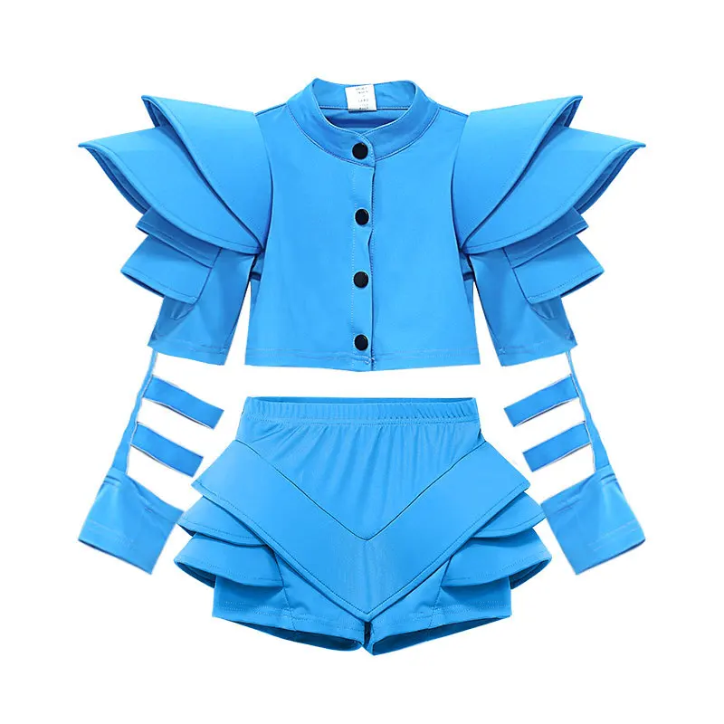 Modell Laufsteg Kostüm Hip Hop Festival Rave Rock Set Jazz Street Dance cooles Outfit Kind Mädchen Kleidung Mode Streetwear
