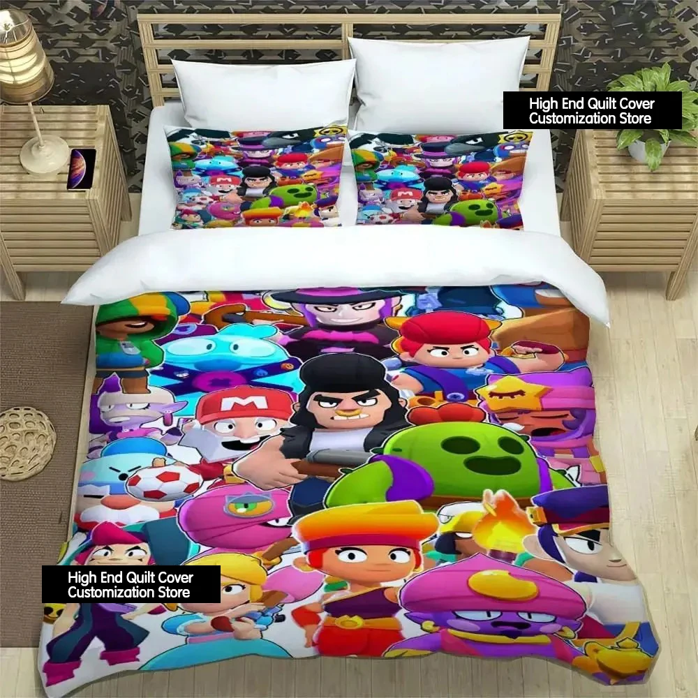 3D Print Game B-rawl Cartoon S-stars Bedding Set Boys Girls Twin Queen King Size Duvet Cover Pillowcase Bed boys Adult Bedroom