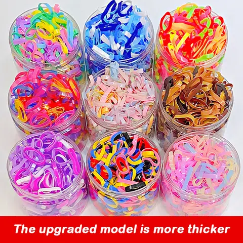 500PCS 여자를위한 업그레이드 된 두꺼운 탄성 헤어 밴드 여자 내구성 헤어 타이 고무 밴드 헤어 액세서리를 깨기 쉽지 않음