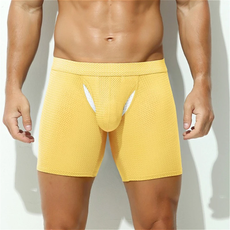 Boxershorts Men Long Boxer Hombre Sports Men's Underwear Wear Resistant Leg Shorts Breathable Mesh Running Youth Flat Panties