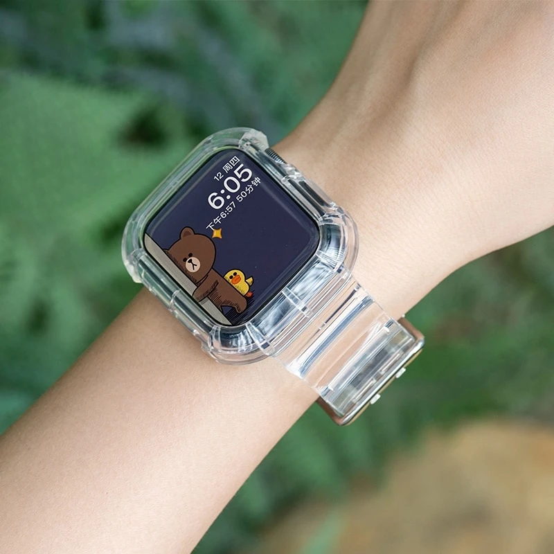 Transparent Glacier Silicone Strap for Apple Watch Band 42 38 40 41 44 45 49mm Fashion Clear Case+ Band for iWatch 9 8 7 6 5 4 3