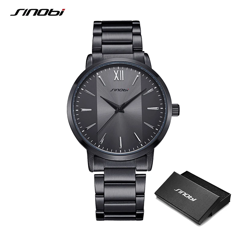 SINOBI Top Luxury Man Watch Business Waterproof Male Stainless Steel Quartz Wristwatches Men's Brand Clock Casual Reloj Hombre
